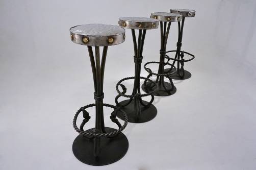 Vintage wrought iron bar stools, 1960`s ca, English